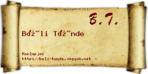 Béli Tünde névjegykártya