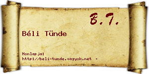 Béli Tünde névjegykártya